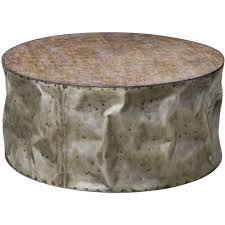 Crushed Metal Drum Coffee Table Belle Escape Coffee Table Drum Coffee Table Industrial Chic Furniture