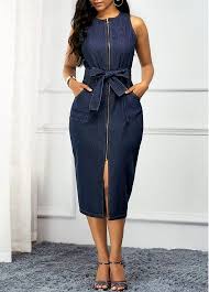 Button Up Denim Blue Pocket Shirt Dress Rotita Com Usd 32 34 Sleeveless Denim Dress Denim Dress Fashion
