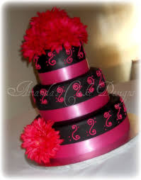 Black And Fuschia Wedding Cake Fuschia Wedding Wedding Cakes Cake