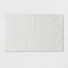 White large woven bath mat. Diamond Stripe Bath Rug White Threshold Target