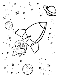 Free printable rocket coloring pages. Rocket With Planets Coloring For Kids