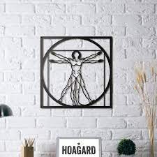 Da Vinci Vitruvian Man Metal Wall Art Wall Art Monochromatic Art