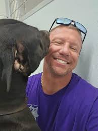 We are so grateful for volunteers like Chuck, who selflessly give their  time to show our shelter animals extra love. Whether it's getting covered  in kisses or sharing a quiet hug, Chuck's