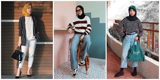 Baju berwarna hitam selalu menjadi baju favorit wanita gemuk. Suka Motif Garis Garis 10 Ide Padu Padan Ala Hijabers Ini Bisa Jadi Inspirasimu Tampil Lebih Manis