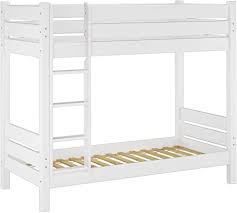 Il letto in questione è costruito con quattro solidi montanti in massello (gli stessi usati addirittura per i letti a castello da una piazza e mezza) sui quali sono montati dei pannelli perimetrici in laminato bianco oppure colorato a seconda dei gusti. Erst Holz Solido Bianco Letto A Castello In Pino Anche Per Adulti 90x200 Con Doghe Rigide 60 16 09w Amazon It Casa E Cucina