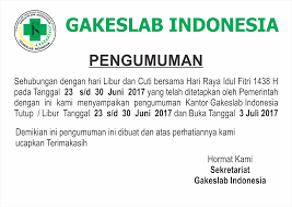 Diberitahukan kepada seluruh sivitas akademika; Pengumuman Libur Gakeslab Indonesiagakeslab Indonesia
