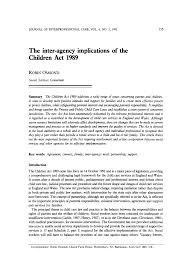 The inter-agency implications of the Children Act 1989