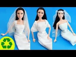 Diy No Sew No Glue Doll Wedding Dresses Easy Doll Crafts Dolls Clothes Diy Doll Wedding Dress Sewing Barbie Clothes