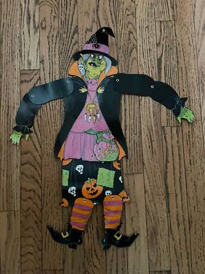 Vintage 90s Large Witch Halloween Beistle Jointed Paper Cutout Die Cut Spooky | eBay