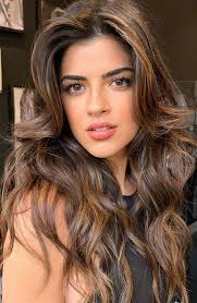 40 Subtle Hair Colour Ideas for a Sun-Kissed Glow : Caramel Highlights +  Layers + Curtain Bangs