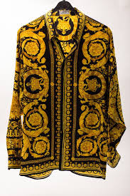 Black And Gold Design Shirt Silk Black Gold Barocco Versace Shirts Versace Silk Shirt Versace Outfit