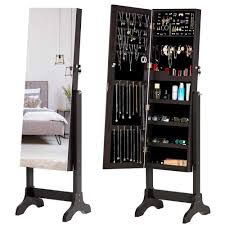 Can be hung over a door or mounted to a wall. Jewelry Cabinet Lockable Jewelry Armoire With Standing Full Length Mirror Jewelry Cabinet With Large Capacity 4 Angle Adjustable Living Room Cabinets Aliexpress