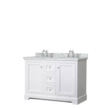 Vanity has a rustic antique brown finish, black steel corner accents and metallic steel mesh door fronts over antiqued. Avery 48 Double Bathroom Vanity By Wyndham Collection White Beautiful Bathroom Furniture For Every Home Wyndham Collection