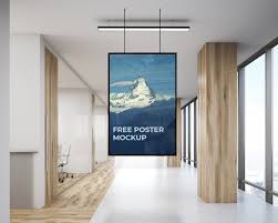 Office Indoor Hanging Poster Mockup Free Mockup In 2020 Poster Mockup Hanging Posters Mockup Free Psd