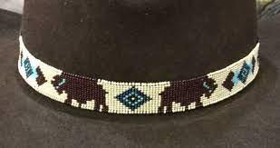 Buffalo Diamonds Native Design Handmade Beaded Hatband Hat Band Navajo Ster 299 00 Beaded Hat Bands Beaded Hatband Hat Band
