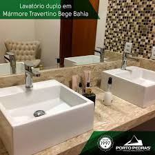 Lavatorio Duplo Com Cuba De Apoio Em Marmore Travertino Bege Bahia Um Verdadeiro Espetaculo Portopedras Be Lavatorio Duplo Marmore Travertino Cuba De Apoio
