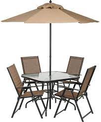 Check spelling or type a new query. Amazon Com 6 Piece Outdoor Folding Patio Set With Table 4 Chairs Umbrella And Built In Base Garden Outdoor