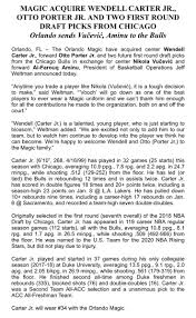 Otto porter played with the chicago bulls and orlando magic last season. Orlando Magic Pr On Twitter Press Release Magic Acquire Wendell Carter Jr Otto Porter Jr And Two First Round Draft Picks From Chicago Magictogether Https T Co Tk0zdp7cub