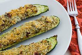 Vegetarian Stuffed Zucchini With Parmesan Panko Recipe Recipe Recipes Roasted Broccoli Recipe Vegetarian Dishes