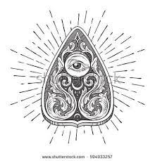 Hand Drawn Ouija Board Mystifying Oracle Planchette Isolated Antique Style Boho Chic Sticker Tattoo Or Print How To Draw Hands Ouija Tattoo Hand Art Drawing
