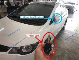 You'll require 2 plastic wedge and a long scale or metal bla. Auto Fold Mirror Module On Honda Civic Lock Mirror Auto Fold Unlock Mirror Auto