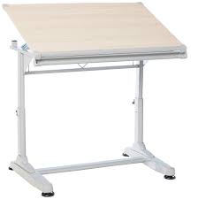 Stand Up Desk Store Height Adjustable Drawing And Drafting Table With 39 2 W X 27 5 D Surface Silver Frame With Birch Top Amazon Com Au Home