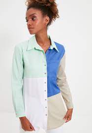 Buy Trendyol Multicolor Colorblock Button Down Shirt For Women In Mena Worldwide