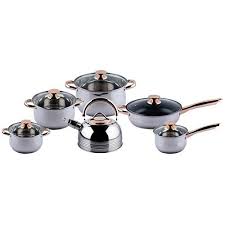 Kaisa Villa Luxurious 12pcs Stainless Steel Cookware Set With Induction Base Frying Pan Wit Stainless Steel Cookware Cookware Set Cookware Set Stainless Steel