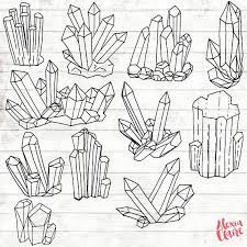The shape of the crystal has several angled edges at the top. Crystal Clusters Clipart Hand Drawn Crystal Clipart Vector Etsy Crystal Drawing Crystals Art Drawing Crystal Art