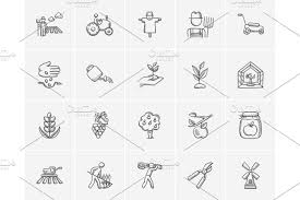 Agriculture Sketch Icon Set In 2020 Sketch Icon Icon Set Icon Set Vector