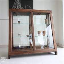 チーク無垢材 台形ショーケースmed ガラスケース コレクションケース 飾り棚 ディスプレイケース 店舗什器 ナチュラル 飾り棚 コレクションケース ショー ケース