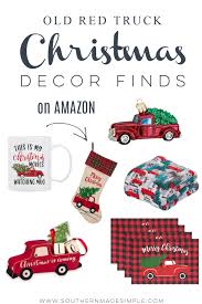 I've always loved the vintage red truck with christmas tree images that are often seen in decor during the holidays, and love them! Old Red Pickup Truck Christmas Decor Finds Southern Made Simple