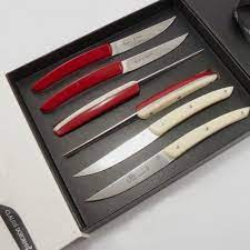 coffret 6 couteaux de table thiers thomas bastide dozorme creme rouge