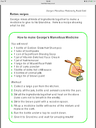 Recipe Georges Marvellous Medicine Georges Marvellous Medicine Costume Roald Dahl Books