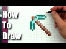 How To Draw Minecraft Diamond Pickaxe Minecraft Drawings Minecraft Diamond Pickaxe Easy Cartoon Drawings