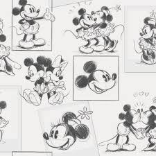Dessin ensemble noir et blanc. Papier Peint Intisse Mickey Minnie Disney 1005 X 52cm Noir Cdiscount Bricolage