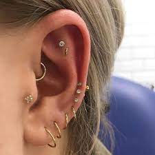 Beautiful Curation Fresh Double Flat To Balance Out The Existing Piercings With A Baby Bolt And Bezelset Genuine Cute Ear Piercings Piercings Ear Piercings
