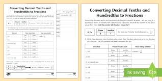 converting decimal tenths and hundredths to fractions