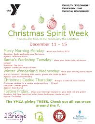Make sure you check all of the fun winter activities off our ultimate christmas bucket list. Christmas Spirit Week A Chance You Give Fremont Family Ymca Facebook