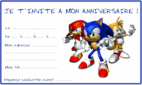 Carte Invitation Sonic 3 Carte Invitation Anniversaire Carte Anniversaire Carte Invitation