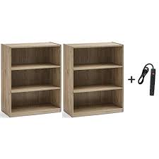 Mainstays storage cabinets, multiple finishes: Rustic Oak Mainstay Sleek And Sturdy Closed Back Design Home Office Furniture 3 Shelf Bookcase With 6 Grounded Outlets Power Strip Office Products Cabinets Racks Shelves Sailingschool Pl