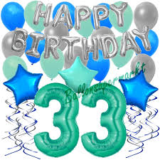 33 geburtstag geburtstagsgrusse zum versenden geburtstagsgrusse. 34 Teiliges Geburtstagsdeko Set Mit Luftballons Happy Birthday Aquamarin Zum 33 Geburtstag