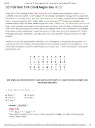 A b a c a d a e a f a g maka deret selanjutnya ialah kunci jawaban dan pembahasan soal tes psikotes deret angka dan huruf. Contoh Soal Tpa Deret Angka Dan Huruf Pdf Pdf