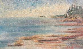 Pull the white into the surrounding colors. Unknown Dappled Coastal Sunset Impressionist Landscape Pastel Colours Oil Painting At 1stdibs