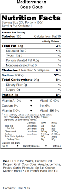 1% fat, 85% carbs, 14% prot. 32 Couscous Nutrition Label Labels Design Ideas 2020