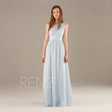 Bridesmaid Dress Light Blue Chiffon Dress One Shoulder Maxi Etsy