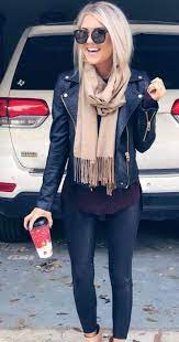 Black Leather Jacket Casual Outfit For Ladies Casual Leather Jacket Outfit Cute Fall Outfits Fall Fashion Outfits