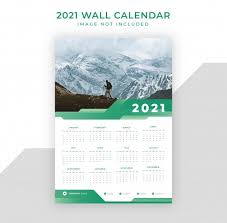 2021 One Page Wall Calendar In 2020 Calender Design Calendar Design Template Printable Calendar Template