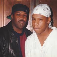 Jaÿ-Z and Rodolfo "DJ Clark Kent" Franklin, photographed in the studio in  1994. During this time the two recorded one of the young MC's first  singles, the "In My Lifetime" b-side "I