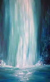 Blue Falls Waterfall Painting Shop Liz W Landscape Art Waterfall Paintings Waterfall Art Abstract Art Painting